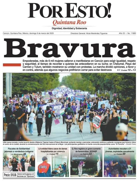 Portada de Por Esto (quintana Roo Cancun) del domingo, 9 de marzo de 2025