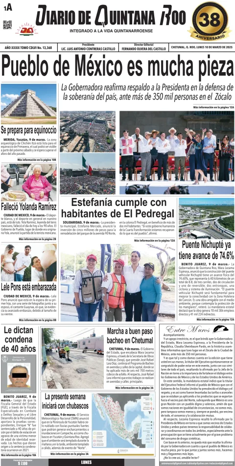 Portada de Diario de Quintana Roo (portada)