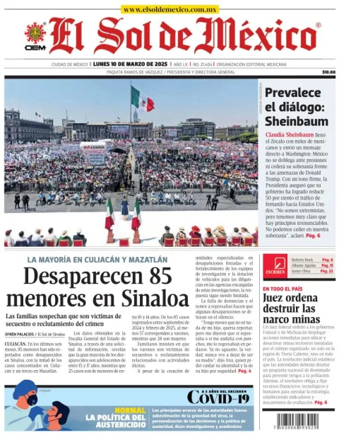 Portada de El Sol de Mexico