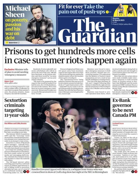 Portada de The Guardian (reino Unido) del lunes, 10 de marzo de 2025