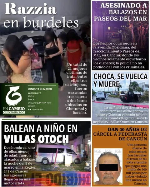 Portada de En Cambio - Quintana Roo (contraportada) del lunes, 10 de marzo de 2025