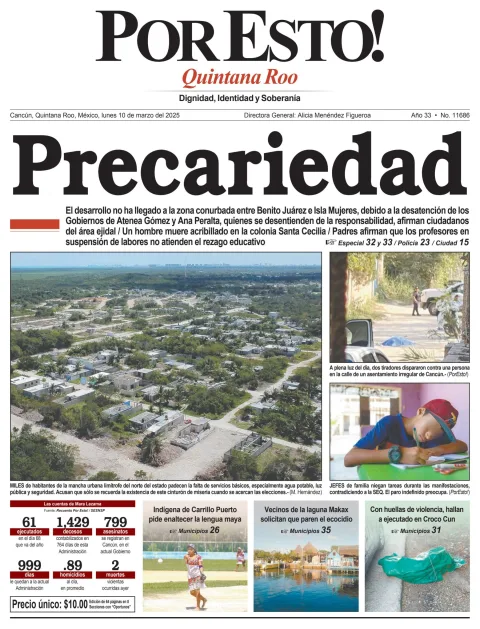 Portada de Por Esto (quintana Roo Cancun) del lunes, 10 de marzo de 2025