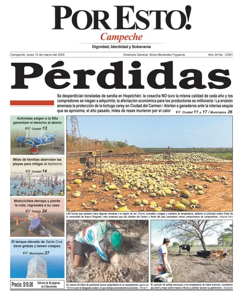 Portada de Por Esto (campeche) del lunes, 10 de marzo de 2025