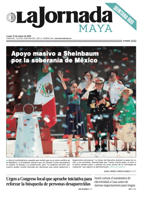 Portada de La Jornada Maya Quintana Roo del lunes, 10 de marzo de 2025