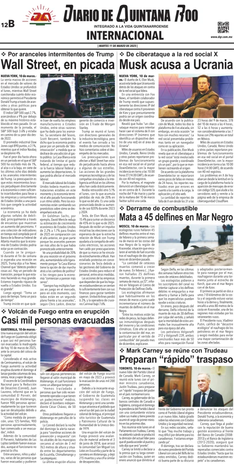 Portada de Diario de Quintana Roo (contra Portada)