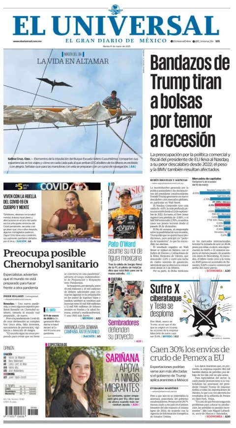 Portada de El Universal