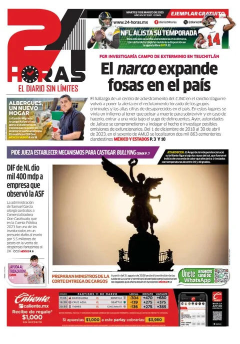 Portada de 24 Horas del martes, 11 de marzo de 2025