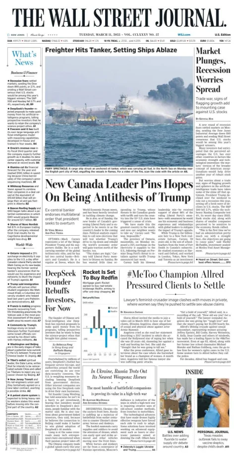 Portada de The Wall Street Journal del martes, 11 de marzo de 2025
