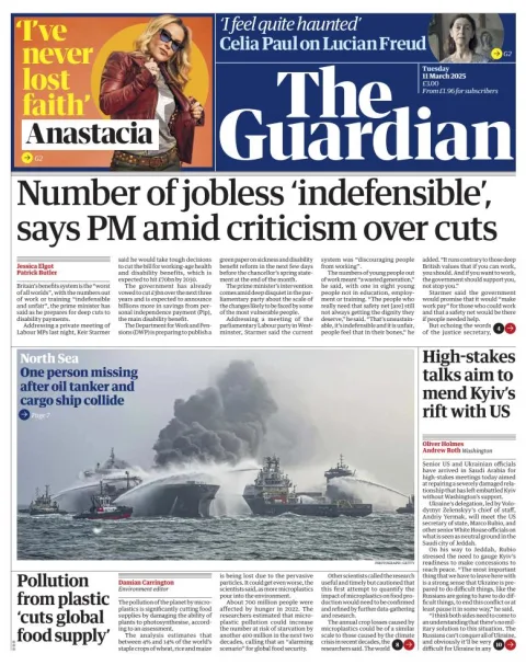 Portada de The Guardian (reino Unido) del martes, 11 de marzo de 2025