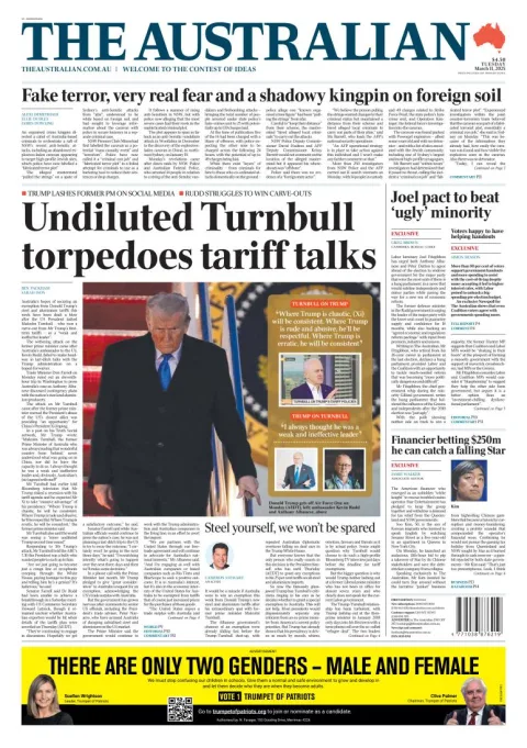 Portada de The Australian del martes, 11 de marzo de 2025