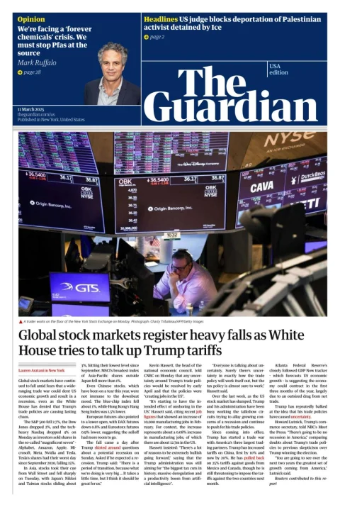 Portada de The Guardian (usa) del martes, 11 de marzo de 2025