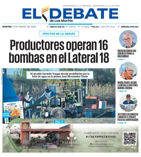 Portada de El Debate de los Mochis del martes, 11 de marzo de 2025