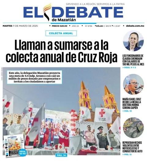 Portada de El Debate de Mazatlan del martes, 11 de marzo de 2025
