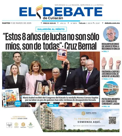 Portada de El Debate de Culiacan del martes, 11 de marzo de 2025