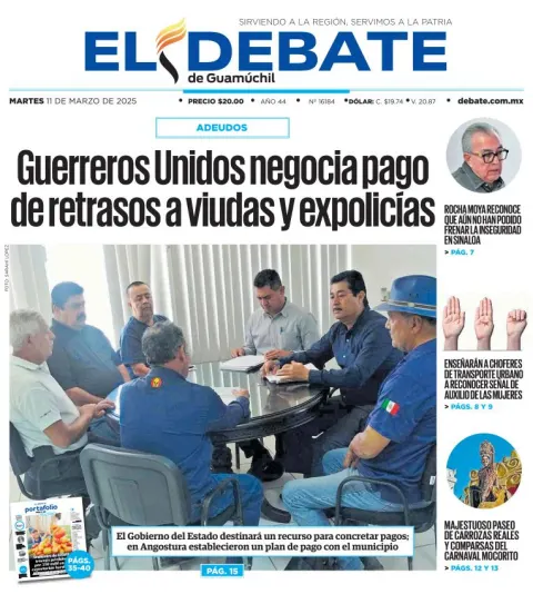 Portada de El Debate de Guamuchil del martes, 11 de marzo de 2025