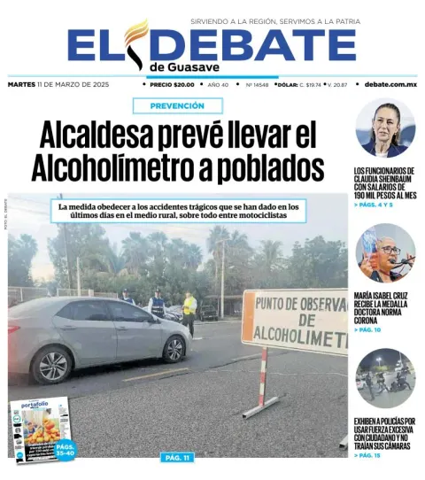Portada de El Debate de Guasave del martes, 11 de marzo de 2025