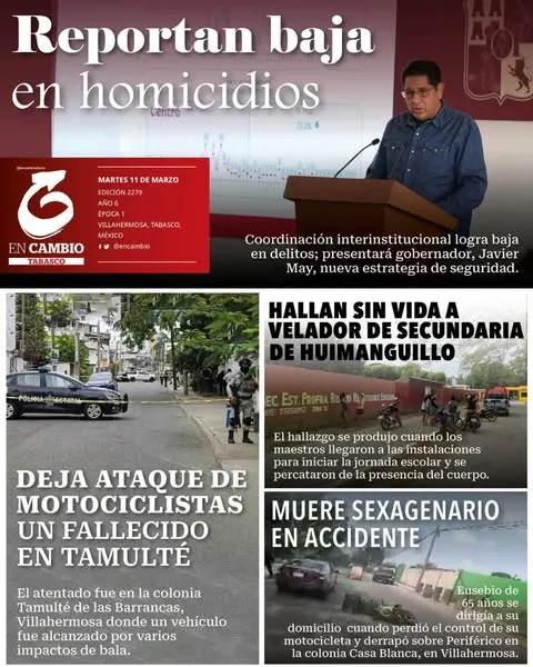 Portada de En Cambio - Tabasco (contraportada) del martes, 11 de marzo de 2025