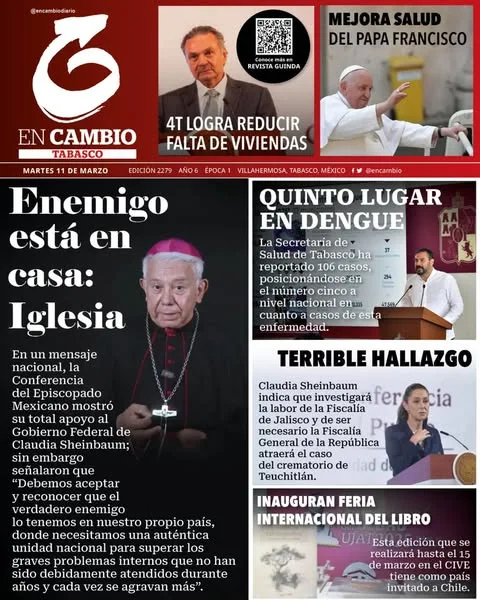 Portada de En Cambio - Tabasco (portada) del martes, 11 de marzo de 2025
