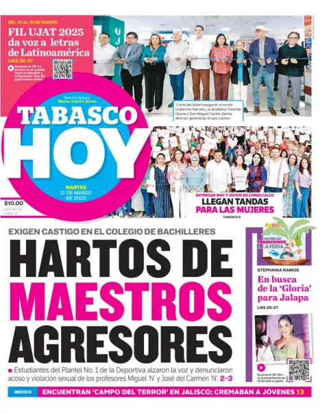 Portada de Tabasco Hoy del martes, 11 de marzo de 2025