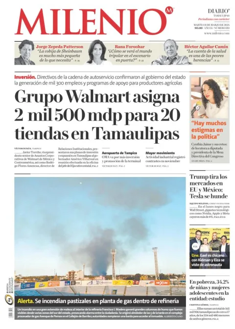 Portada de Milenio Tamaulipas del martes, 11 de marzo de 2025