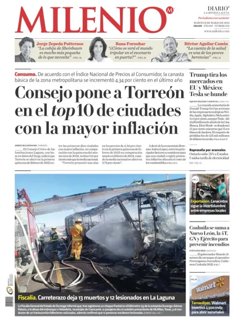 Portada de Milenio Laguna del martes, 11 de marzo de 2025
