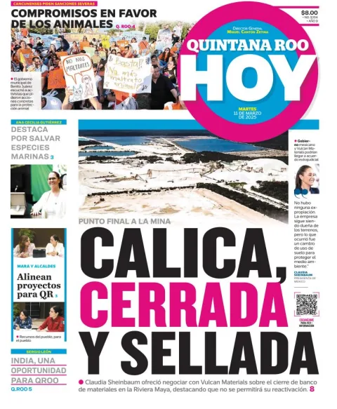 Portada de Quintana Roo Hoy del martes, 11 de marzo de 2025
