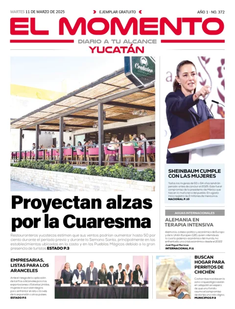 Portada de El Momento Yucatan del martes, 11 de marzo de 2025