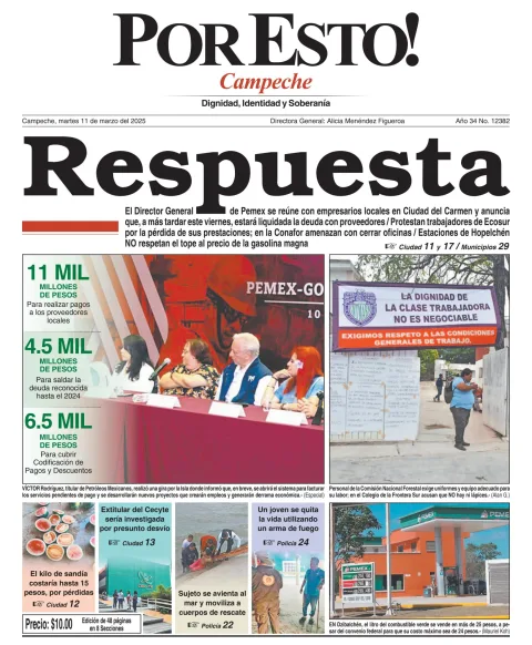 Portada de Por Esto (campeche) del martes, 11 de marzo de 2025