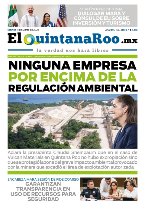 Portada de El Quintana Roo (portada) del martes, 11 de marzo de 2025