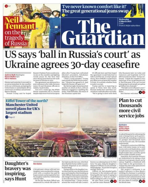 Portada de The Guardian (reino Unido)