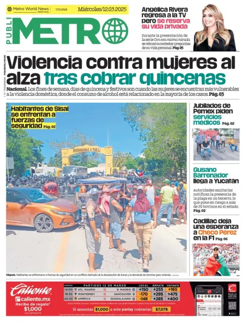 Portada de Publimetro Merida del miércoles, 12 de marzo de 2025