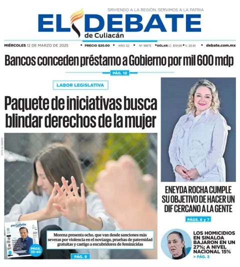 Portada de El Debate de Culiacan del miércoles, 12 de marzo de 2025