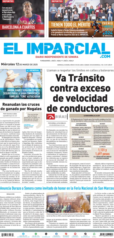 Portada de El Imparcial del miércoles, 12 de marzo de 2025
