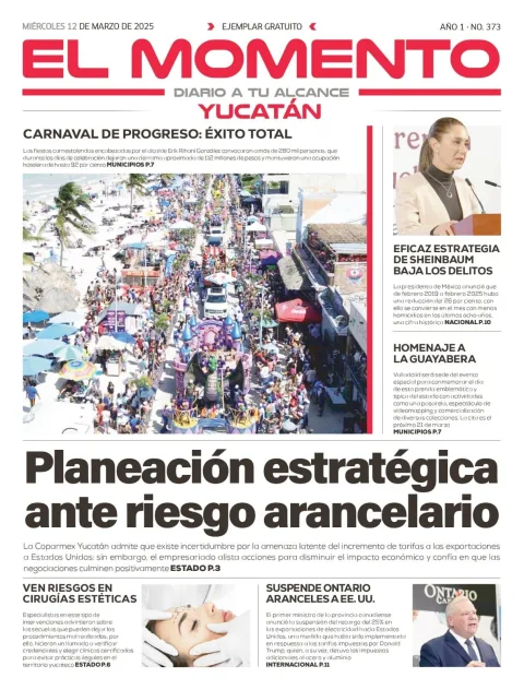 Portada de El Momento Yucatan del miércoles, 12 de marzo de 2025