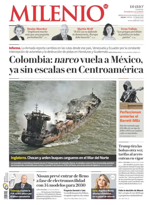 Portada de Milenio del miércoles, 12 de marzo de 2025
