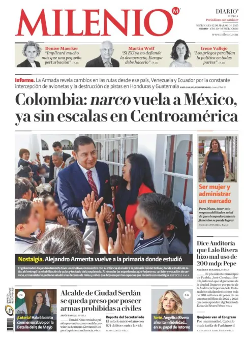 Portada de Milenio Puebla del miércoles, 12 de marzo de 2025