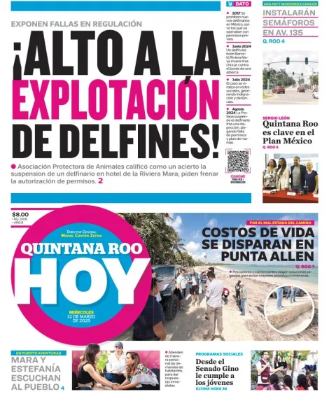 Portada de Quintana Roo Hoy del miércoles, 12 de marzo de 2025