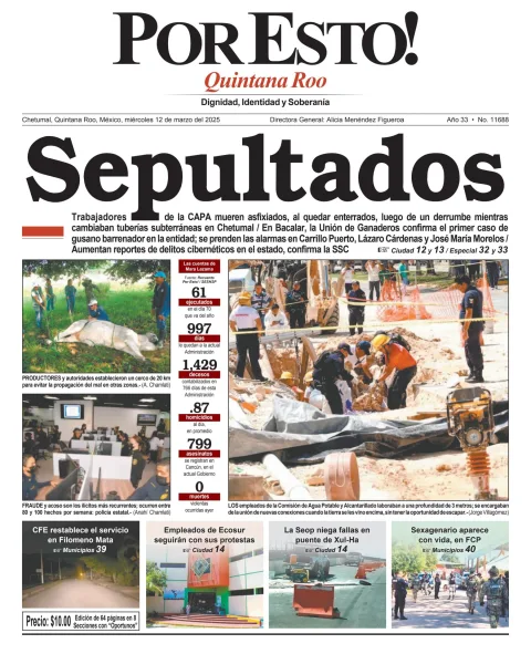 Portada de Por Esto (quintana Roo Chetumal) del miércoles, 12 de marzo de 2025