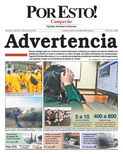 Portada de Por Esto (campeche) del miércoles, 12 de marzo de 2025