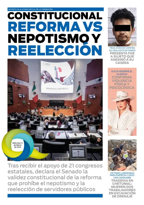 Portada de El Quintana Roo (contraportada) del miércoles, 12 de marzo de 2025