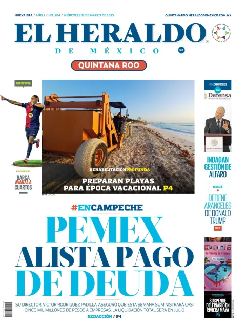 Portada de El Heraldo de Mexico - Quintana Roo del miércoles, 12 de marzo de 2025