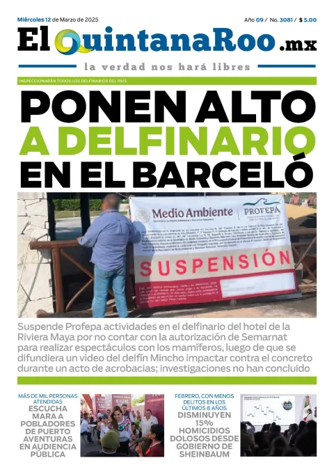 Portada de El Quintana Roo (portada) del miércoles, 12 de marzo de 2025