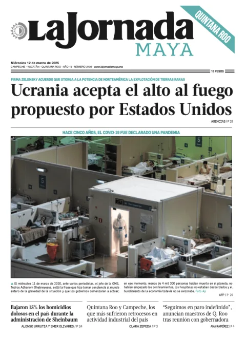 Portada de La Jornada Maya Quintana Roo del miércoles, 12 de marzo de 2025