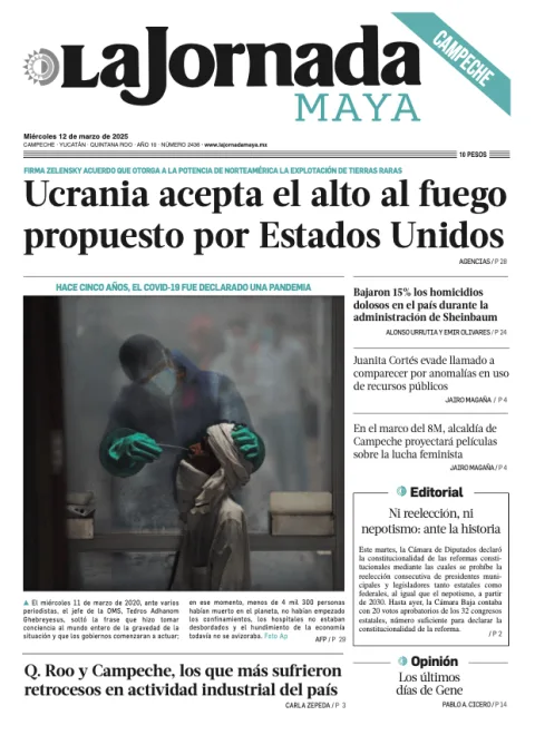 Portada de La Jornada Maya Campeche del miércoles, 12 de marzo de 2025