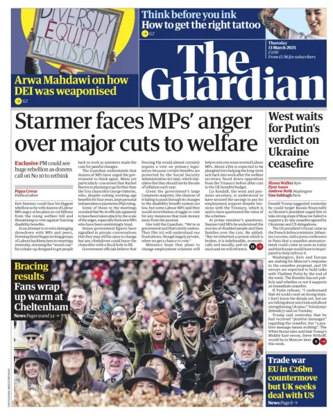 Portada de The Guardian (reino Unido)