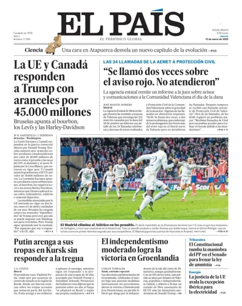 Portada de El Pais