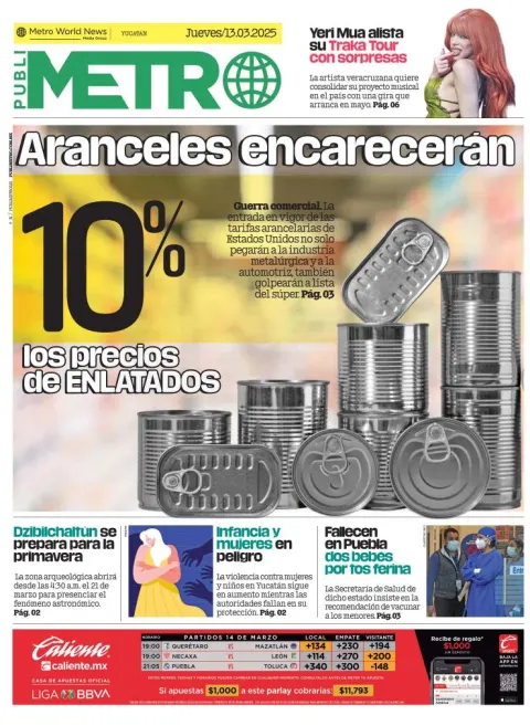 Portada de Publimetro Merida del jueves, 13 de marzo de 2025
