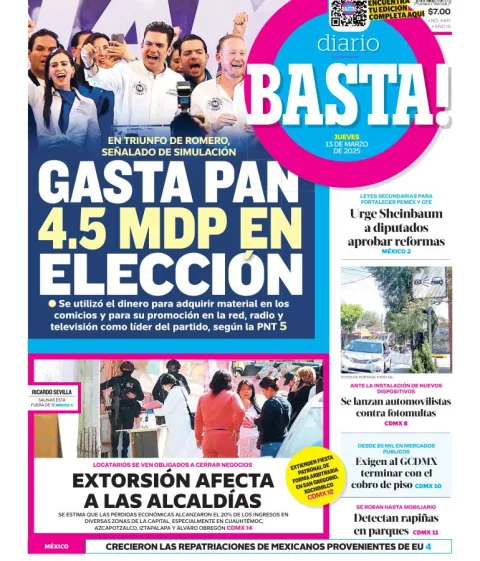 Portada de Basta del jueves, 13 de marzo de 2025