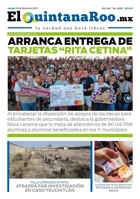 Portada de El Quintana Roo (portada) del jueves, 13 de marzo de 2025