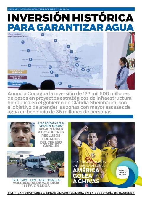 Portada de El Quintana Roo (contraportada) del jueves, 13 de marzo de 2025